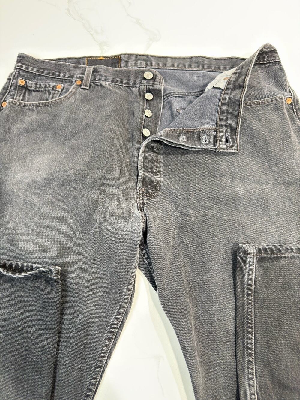 Levi's 501 Original Men's Jeans W42 L34 Dark Wash Charcoal Straight Button Fly